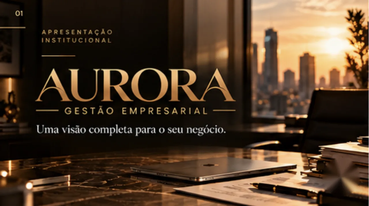 Apresentação institucional da Aurora Gestão Empresarial: uma visão completa para o seu negócio.