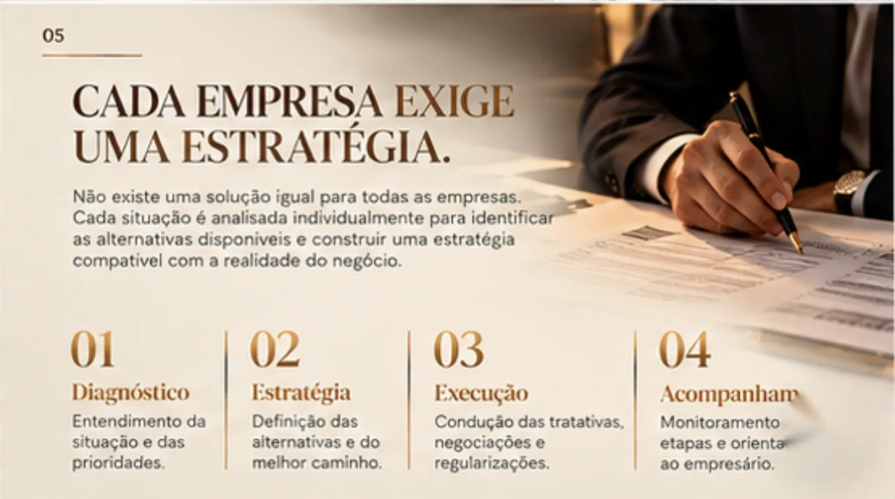 Cada empresa exige uma estratégia: diagnóstico, estratégia, execução e acompanhamento.